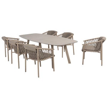 Manolo Allora dining tuinset 240x103xH75 cm 7 delig printed, Ophalen of Verzenden, Nieuw