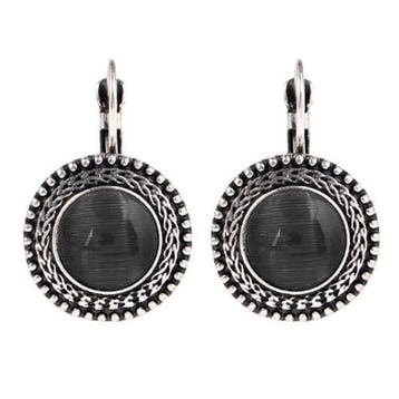 Fako Bijoux - Oorbellen - Tibetaans Zilver - Opaal - 17mm -, Verzenden, Nieuw
