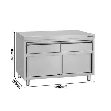 GGM Gastro | RVS Werkkast ECO - 1200 x 700 mm - met 2 lades, Zakelijke goederen, Verzenden, Nieuw in verpakking, Meubilair