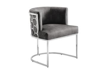 Stoel ELEGANCE fluweelgrijs met zilverkleurig, Huis en Inrichting, Stoelen, Ophalen of Verzenden, Nieuw