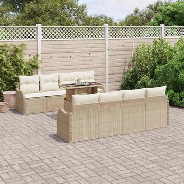 vidaXL Tuin Sofa Set 7 st Beige poly rattan, Verzenden, Nieuw, 7 zitplaatsen