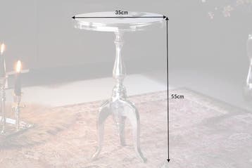 Elegante bijzettafel SAVOY 55cm zilver gepolijst statief met, Ophalen of Verzenden, Nieuw