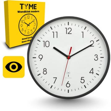 Tyme Wandklok Radiogestuurd - 24.5 cm Klok modern - Analoog, Ophalen of Verzenden, Zo goed als nieuw