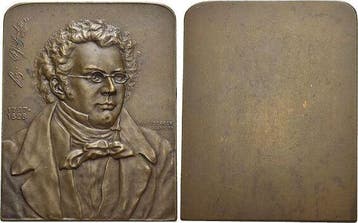 Einseitige Bronze-plakette 1911 Musik Schubert, Franz Pet..., Verzenden