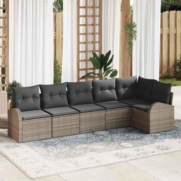 vidaXL Tuin Sofa Set Grijs poly rattan, Verzenden, Nieuw, 6 zitplaatsen
