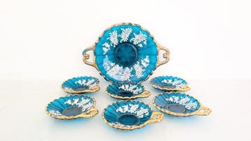 Tafelservies (7) - Glas - Met de hand geschilderd