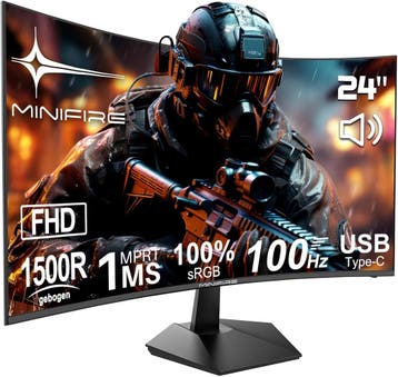 Gaming Monitor - Beeldscherm computer - 24 inch - Curved - 1, Verzenden, Zo goed als nieuw