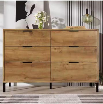 Dressoir 6 lades donker eik – industrieel sideboard 120×40×7, Verzenden, Nieuw