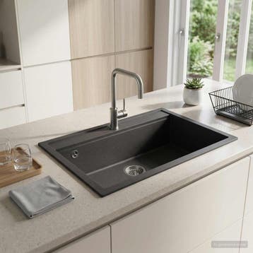 vidaXL Enkele spoelbak Graniet 79,5 x 50,5 x 20 cm Grafiet, Verzenden, Nieuw