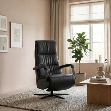 Leren relaxfauteuil met hartbalans Core - Toledo Nero, Huis en Inrichting, Fauteuils, Bohemian, Industrieel, Modern, Scandinavisch