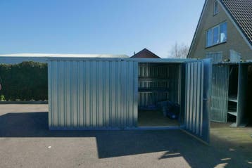 6x4 materiaalcontainer, gekoppelde container met twee deuren, Doe-het-zelf en Verbouw