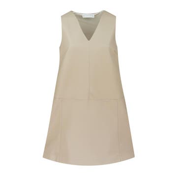 Skills & Genes • beige faux leather jurk • 40 (IT46), Kleding | Dames, Jurken, Maat 38/40 (M), Verzenden, Beige, Nieuw