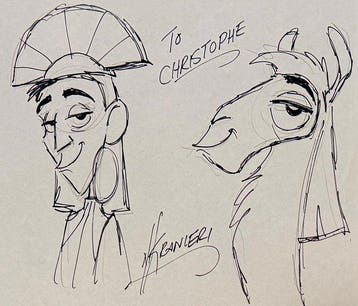 Nik Ranieri - Disney - Dessin original dédicacé de Kuzco, Nieuw