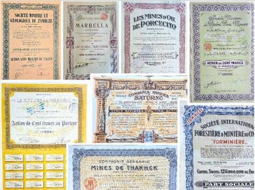 Wereld. 27 mijnbouwaandelen (1895-1958) : Belgie, Rusland,