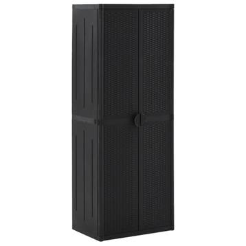 vidaXL Tuinkast 65x45x172 cm PP rattan zwart, Verzenden, Nieuw