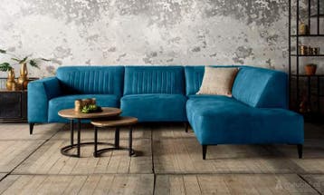 Hoekbank Aspen - hoekbanken - Blauw, Nieuw, 150 cm of meer, Leer, 250 tot 300 cm