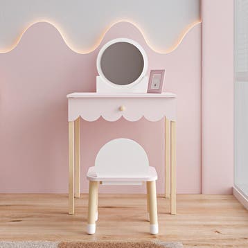 Kaptafel met stoel Vestnes 93x56x36 cm roze en wit [en.casa], Huis en Inrichting, Verzenden, Nieuw