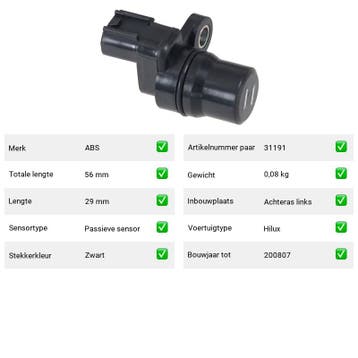 ABS-sensor Toyota Tundra 4.7 4WD (K3, K4) Van 1999-02 tot 20, Auto-onderdelen, Verzenden, Nieuw, Toyota