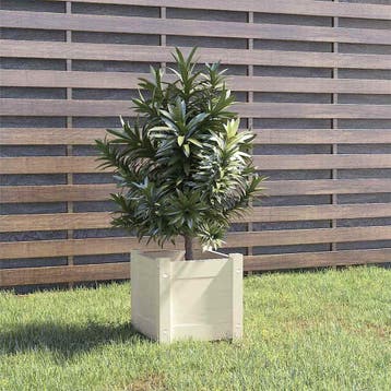 vidaXL Plantenbak 31x31x31 cm massief grenenhout wit, Verzenden, Minder dan 60 cm, Nieuw, Hout