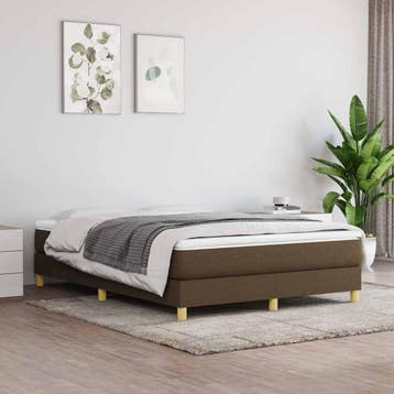 vidaXL Boxspring met matras stof donkerbruin 140x190 cm, Bruin, Verzenden, Stof, Nieuw