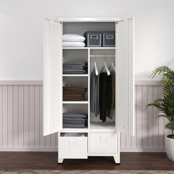 [en.casa] Metalen kast Hankasalmi met 2 lades 180x90x40 cm w, Verzenden, Nieuw