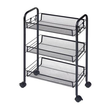 [en.casa] Keukentrolley Tromsø met 3 manden 63x44x26 cm zwar, Verzenden