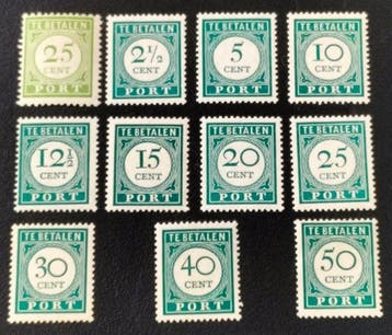 Curaçao 1945/1949 - Port Engelse Druk + Serie donkergroen -, Gestempeld