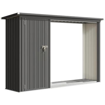 2-in-1 Kaminholzregal Außen Verzinkter Stahl 235 X 67 X 149, Verzenden, Nieuw