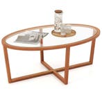 LIVSK Ovale Salontafel van Gehard Glas - Massieve Acaciahout, Antiek en Kunst, Verzenden