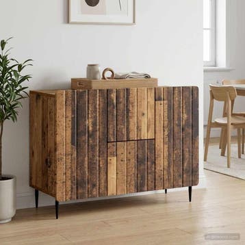 vidaXL Dressoir met lade Oud hout 89 x 34,5 x 62 cm Bewerkt, Verzenden, Nieuw, Overige houtsoorten, Minder dan 50 cm