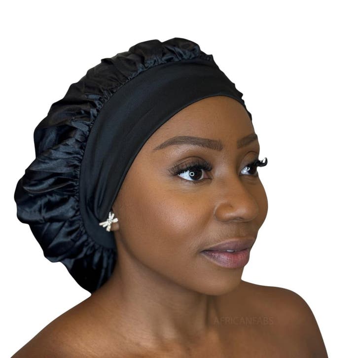 Satijnen Haar Bonnet - Zwart (Satijnen Slaapmuts ), Sieraden, Tassen en Uiterlijk, Uiterlijk | Haarverzorging, Nieuw, Ophalen of Verzenden