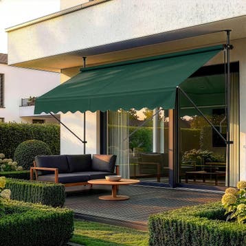 Klem zonwering luifel uitschuifbaar donkergroen 400x120 cm, Tuin en Terras, Verzenden, Nieuw
