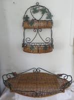 Dienblad (2) - Sfeervol vintage ontbijtset – rieten plateau, Antiek en Kunst