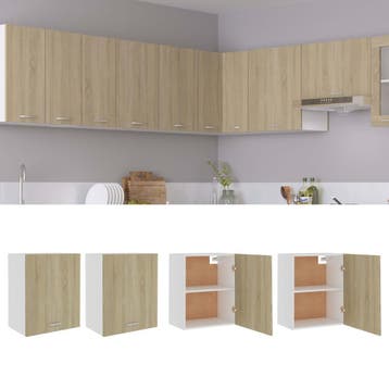 vidaXL Bovenkasten 2 st Lyon 50x31x60 cm sonoma eikenkleurig, Huis en Inrichting, Keuken | Keukenelementen, Verzenden, Nieuw, Bruin