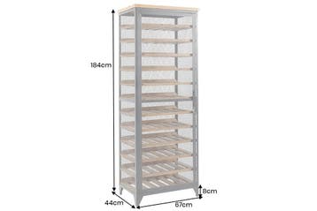 Wijnkast BODEGA 185 cm, naturel vurenhout met zwart metalen, Ophalen of Verzenden, Nieuw
