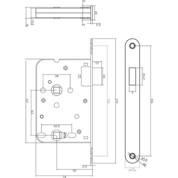 Intersteel magneet badkamer/toiletslot 63/8mm met zwarte, Verzenden, Nieuw