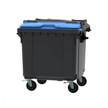 Afvalcontainer 4 wiel 1100 liter grijs met blauwe split lid, Huis en Inrichting, Verzenden, Nieuw