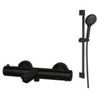 Sani Royal Opbouw badkraan Mat Zwart met glijstang, Doe-het-zelf en Verbouw, Sanitair, Nieuw