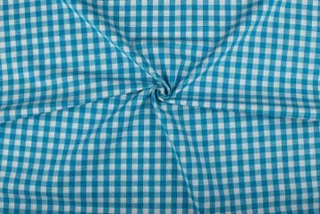 Brabants bont stof waterblauw wit geruit - 10mm geruit, Blauw, 120 cm of meer, Ophalen of Verzenden, Katoen
