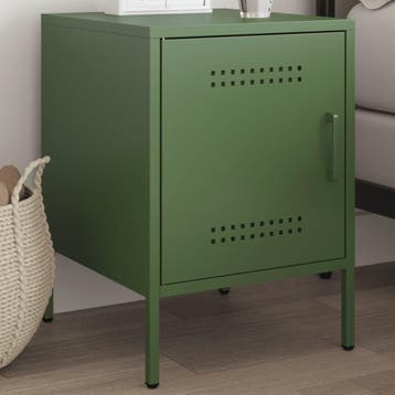 vidaXL Nachtkastje 36x39x50,5 cm staal olijfgroen, Minder dan 45 cm, Nieuw, Minder dan 55 cm, Verzenden