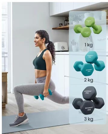 Dumbbell Set 12 kg met 6 Neopreen Halters en Standaard, Verzenden, Nieuw