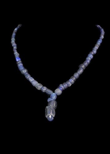 Oud-Romeins Donkerblauw glas Kralenketting (Zonder