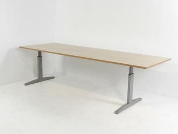 Vergadertafel - 260x90cm - T-poot aluminium grijs - ahorn -, Ophalen of Verzenden, Gebruikt