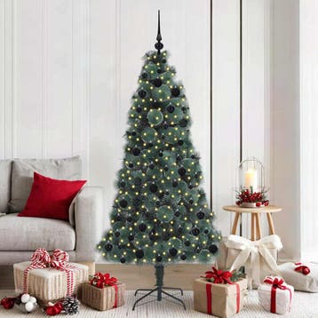 vidaXL Kunst Kerstboom met Verlichting en Bal Set Groen 180, Verzenden, Nieuw