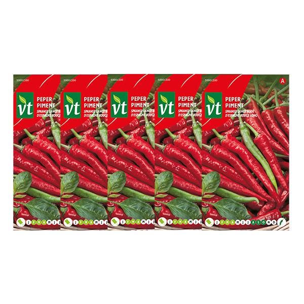 Peperzaad | VT | 5 stuks (Spaanse peper, Rood), Tuin en Terras, Bloembollen en Zaden, Verzenden