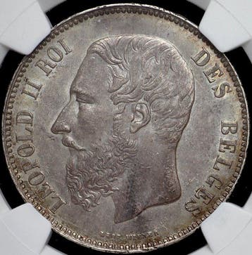 België. Leopold II. 5 Francs 1873 - MS 61 - TOP QUALITY !!!