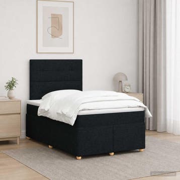 vidaXL Boxspringbed met matras met hoofdeinde Zwart 120 x, Verzenden, Nieuw, Twijfelaar, Zwart
