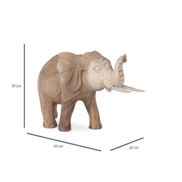 Handgesneden Houten Olifant – Massief uit Eén Stuk Hout |, Verzenden, Art nouveau, 20 - 50 cm, Beeld