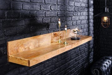 Massieve wandplank MAKASSAR 80cm naturel mangohout, Ophalen of Verzenden, Nieuw