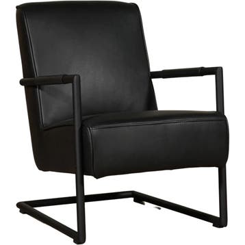 Leren fauteuil Lodge, Huis en Inrichting, Fauteuils, Industrieel, Modern, Scandinavisch, Nieuw, Ophalen of Verzenden, 50 tot 75 cm